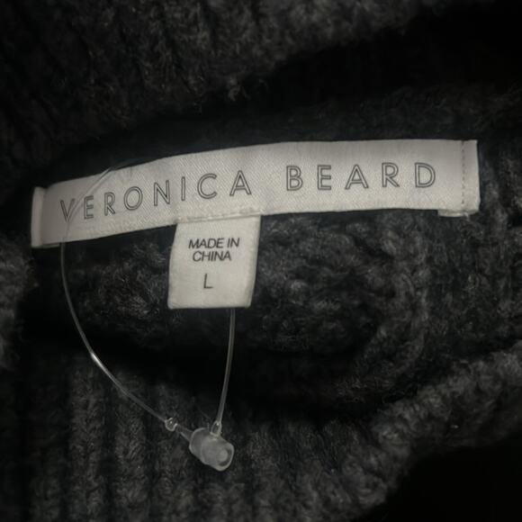 VERONICA BEARD CABLE KNIT CHUNKY HIGH‎ LOW WOOL BLEND SWEATER SIZE L - Picture 6 of 9